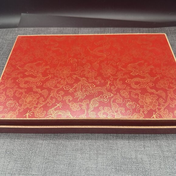 Vintage Chinese Chopsticks Set 5 Pairs w/ Duck Holders Wood & Metal Gift Box - Picture 6 of 9